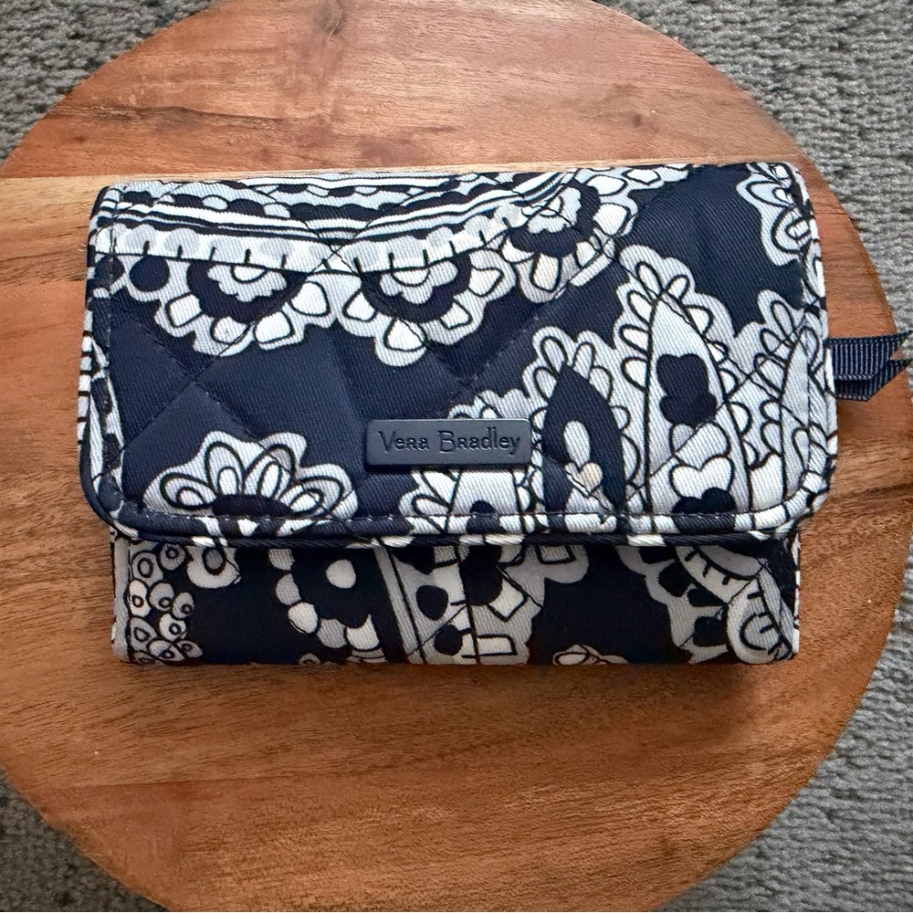 Vera Bradley Deep Night Paisley Performance Twill Tri Fold Wallet